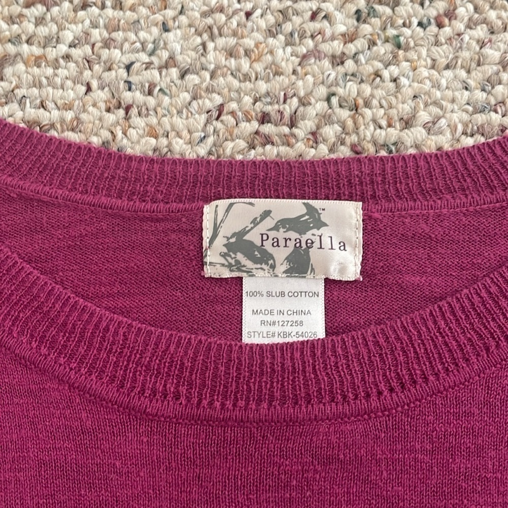 Paraella Magenta L/S Crew Neck Top. Small - Picture 2 of 6